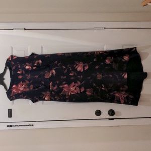 Enfocus Women Black, Metallic Pink, and Copper Floral Pattern Maxi Dress, 18W